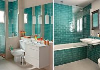 Использование плитки с глянцевым отблеском помогает визуально расширить небольшое пространство ванной комнаты