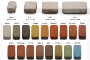 Распространенные размеры и оттенки тротуарной плитки Распространенные размеры и оттенки тротуарной плитки