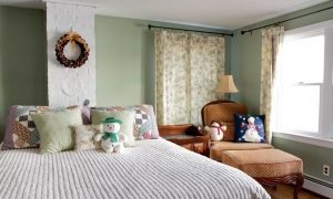 Кирпичный дымоход в интерьере спальни Кирпичный дымоход в интерьере спальни