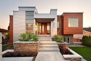 Стильное сочетание разных отделочных материалов в отделке современного дома Стильное сочетание разных отделочных материалов в отделке современного дома