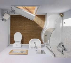 Пример расположения сантехники в маленькой ванной Пример расположения сантехники в маленькой ванной