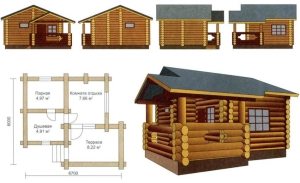 Проект бани с террасой и барбекю Проект бани с террасой и барбекю