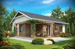 Трехмерный проект открытой летней площадки, примыкающей к дому Трехмерный проект открытой летней площадки, примыкающей к дому