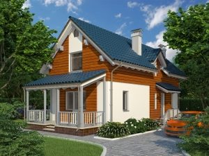 3D-проект современного частного дома с террасой 3D-проект современного частного дома с террасой