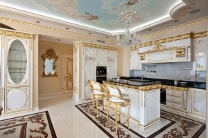 Пример обустройства барной стойки в кухне, выполненной в классическом стиле Пример обустройства барной стойки в кухне, выполненной в классическом стиле