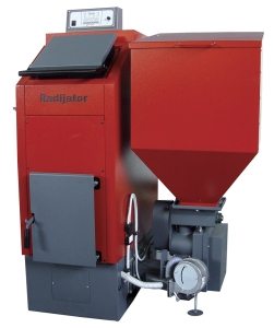 Современный котёл длительного горения с бункером для пеллетных гранул Современный котёл длительного горения с бункером для пеллетных гранул