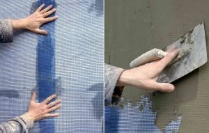Армирование утеплителя штукатурной сеткой из стекловолокна Армирование утеплителя штукатурной сеткой из стекловолокна