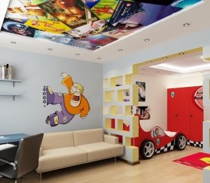 Яркий принт в центре потолка Яркий принт в центре потолка