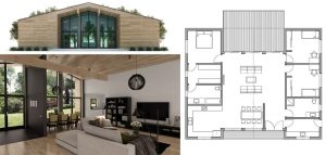 Проект одноэтажного дома с одной спальней и двумя детскими комнатами Проект одноэтажного дома с одной спальней и двумя детскими комнатами