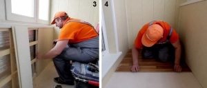 3 - отделка стен балкона, 4 - укладка напольного покрытия 3 - отделка стен балкона, 4 - укладка напольного покрытия