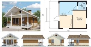 Проект дачного домика размером 6х4 м