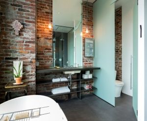 Облицовка стен в ванной декоративным кирпичом Облицовка стен в ванной декоративным кирпичом