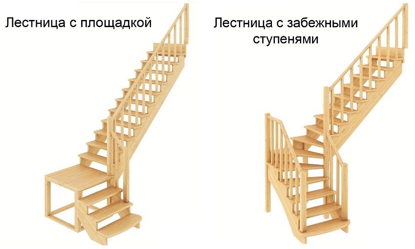 Деревянная лестница с поворотом на 90 градусов