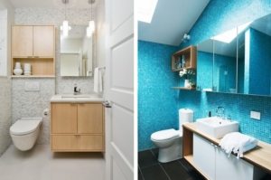 Шкафчики с зеркальными дверцами функциональны и визуально увеличивают пространство маленького санузла Шкафчики с зеркальными дверцами функциональны и визуально увеличивают пространство маленького санузла