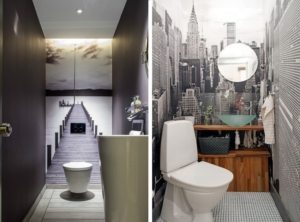 Изображения с перспективой расширяют пространство маленького туалета Изображения с перспективой расширяют пространство маленького туалета