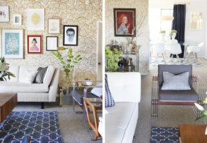 Нарядные обои с золотым тиснением на стенах зала Нарядные обои с золотым тиснением на стенах зала