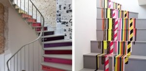 Ступени винтовой лестницы можно оформить яркими красками Ступени винтовой лестницы можно оформить яркими красками