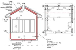 Чертеж обустройства закрытой беседки с фундаментом Чертеж обустройства закрытой беседки с фундаментом