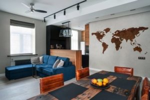 Аскетичный интерьер в кухне-гостиной Аскетичный интерьер в кухне-гостиной