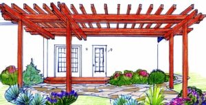 Проект навеса, пристроенного к стене загородного дома Проект навеса, пристроенного к стене загородного дома