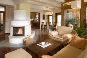 Островной камин служит ключевым элементом дизайна гостиной Островной камин служит ключевым элементом дизайна гостиной