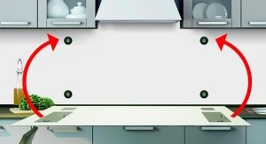 Схема установки панели из стекла с использованием магнитов Схема установки панели из стекла с использованием магнитов