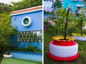 Различные варианты клумб из старых автопокрышек Различные варианты клумб из старых автопокрышек