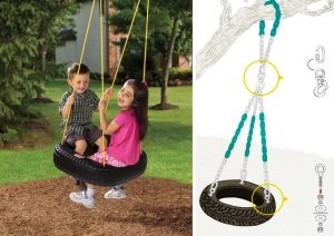 С помощью цепей или строп можно сделать крепкие качели из шины С помощью цепей или строп можно сделать крепкие качели из шины