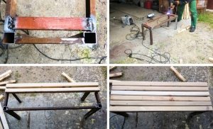 Создание скамейки из профильной трубы. Шаг 2: сварка металлического каркаса и подгонка деревянных брусьев Создание скамейки из профильной трубы. Шаг 2: сварка металлического каркаса и подгонка деревянных брусьев