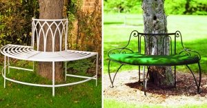 Металлическая конструкция является чудесным оформлением дерева в саду Металлическая конструкция является чудесным оформлением дерева в саду