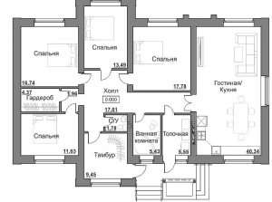 Планировка одноэтажного дома площадью 150 кв м, рассчитанного на проживание большой семьи Планировка одноэтажного дома площадью 150 кв м, рассчитанного на проживание большой семьи