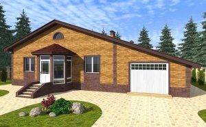 3D-проект одноэтажного дома с мансардой и гаражом 3D-проект одноэтажного дома с мансардой и гаражом