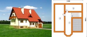 План цоколя одноэтажного дома 8 на 8 м: 1 - коридор, 2 и 3 - нежилые помещения (бильярдная, котельная, прачечная, спортзал и т.д.) План цоколя одноэтажного дома 8 на 8 м: 1 - коридор, 2 и 3 - нежилые помещения (бильярдная, котельная, прачечная, спортзал и т.д.)