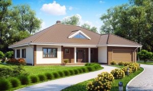 Проект одноэтажного дома 8х10 с гаражом Проект одноэтажного дома 8х10 с гаражом