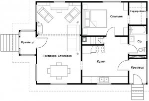 Вариант планировки одноэтажного дома 12х12 м Вариант планировки одноэтажного дома 12х12 м