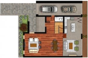 Планировка дома 8 на 8 метров с гаражом на два автомобиля Планировка дома 8 на 8 метров с гаражом на два автомобиля