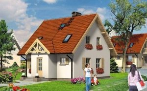 Проект 5. Фасад двухэтажного дома 9х9 м из газобетона Проект 5. Фасад двухэтажного дома 9х9 м из газобетона