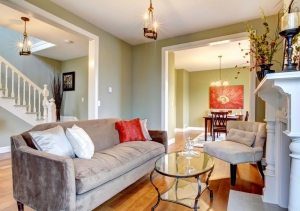 Совмещенные гостиная и столовая, расположенные на первом этаже частного дома Совмещенные гостиная и столовая, расположенные на первом этаже частного дома