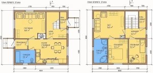 Вариант удачной планировки двухэтажного дома 8 на 8 м Вариант удачной планировки двухэтажного дома 8 на 8 м