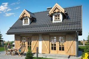 Проект 2. Фасад двухэтажного дома 6х9 м Проект 2. Фасад двухэтажного дома 6х9 м