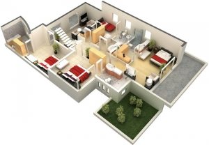 Планировка второго этажа с четырьмя спальнями большого двухэтажного дома с мансардой Планировка второго этажа с четырьмя спальнями большого двухэтажного дома с мансардой