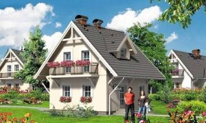 Проект 3. Фасад двухэтажного дома 7х7 м Проект 3. Фасад двухэтажного дома 7х7 м