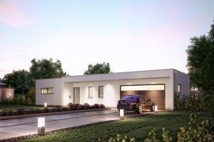 Проект дома из пенобетона с вместительным гаражом под одной крышей Проект дома из пенобетона с вместительным гаражом под одной крышей