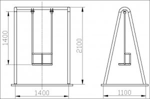 Чертеж деревянных качелей оптимального размера для одного человека Чертеж деревянных качелей оптимального размера для одного человека