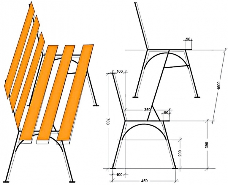 Схема постройки лавочки