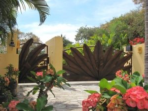 Необычные распашные ворота и калитка с растительными мотивами в дизайне Необычные распашные ворота и калитка с растительными мотивами в дизайне