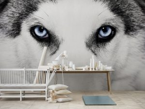 Фотообои с необычным принтом украшают стену в гостиной Фотообои с необычным принтом украшают стену в гостиной