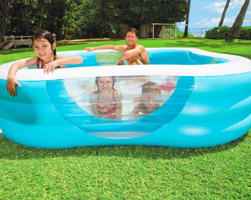Виниловый бассейн для дачи с плоским дном и заполненными воздухом бортиками