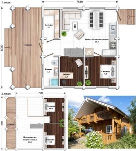 Проект двухэтажного дома в стиле шале из бруса Проект двухэтажного дома в стиле шале из бруса