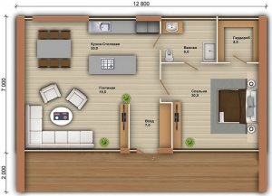 Пример планировки небольшого одноэтажного дома из бруса Пример планировки небольшого одноэтажного дома из бруса